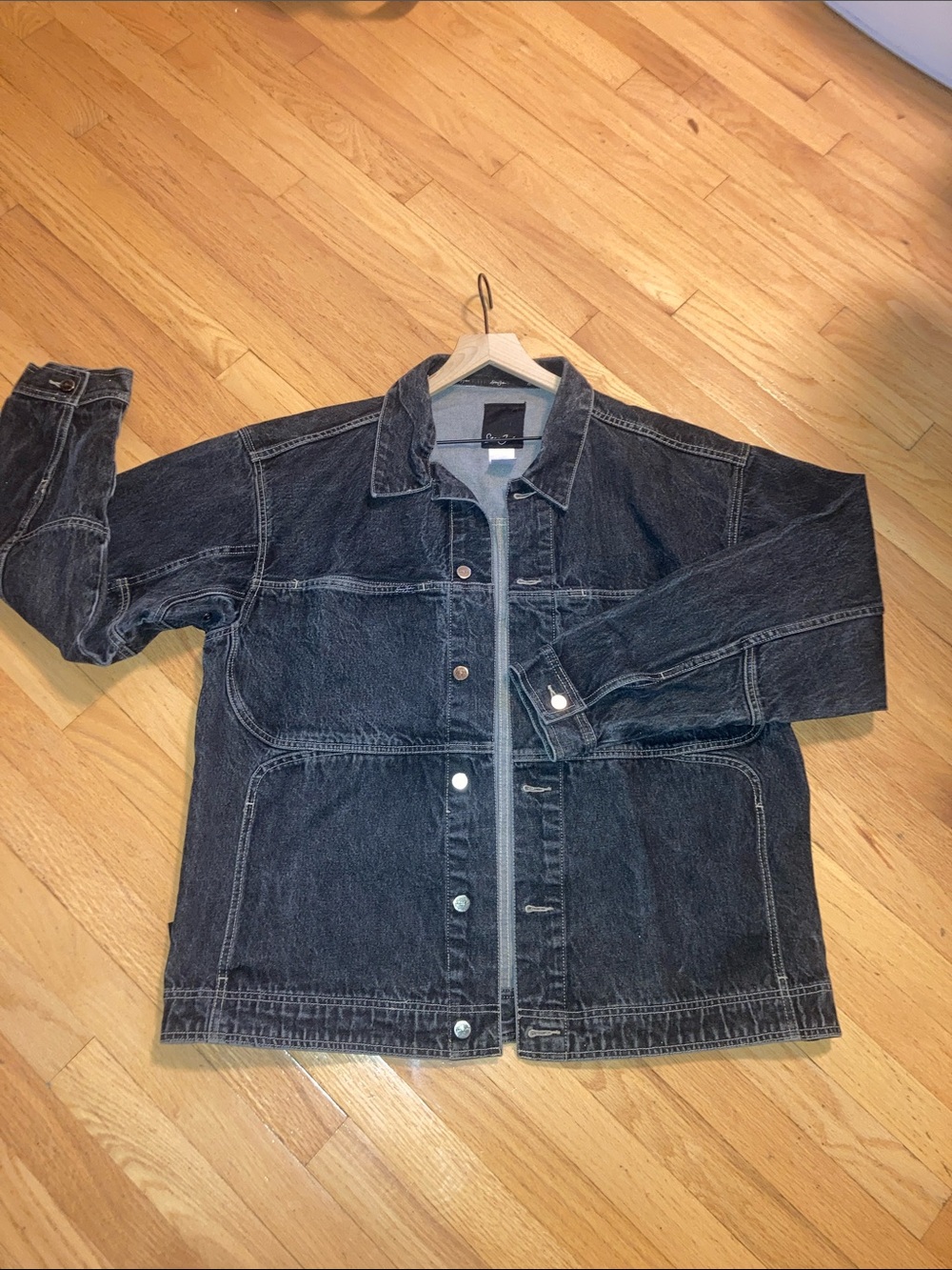 SEAN JOHN Black Washed Denim Shirt Jacket Urban Streetwear Hip Hop Y2K Men’s XL